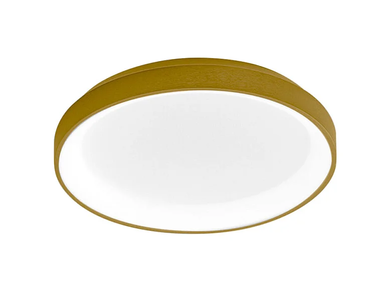 Krizia - Plafonnier LED dimmable 30W 3000K - Lumière chaude 2600lm, diffuseur opale, cadre doré, d.27 cm, design moderne