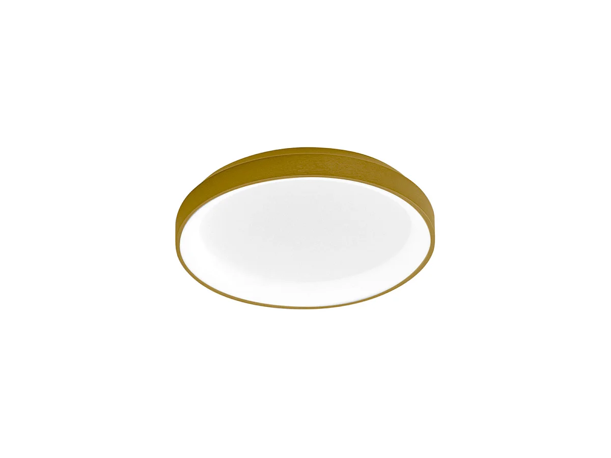 Krizia - Dæmpbar LED loftlampe 30W 3000K - Varmt lys 2600lm, opal diffuser, guldramme, IP20, diameter 27 cm, moderne design