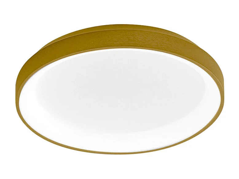 Krizia - Plafonnier LED dimmable 30W 3000K - Lumière chaude 2600lm, diffuseur opale, cadre doré, d.27 cm, design moderne