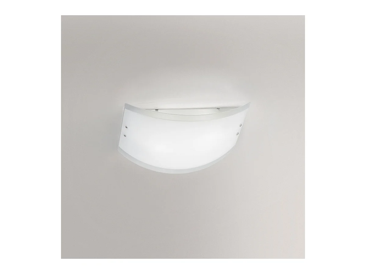 Plafonnier Lecce verre satiné blanc 32,5x23cm, 2xE27 max 42W, structure métal chromé, IP20, moderne, ampoules exclues