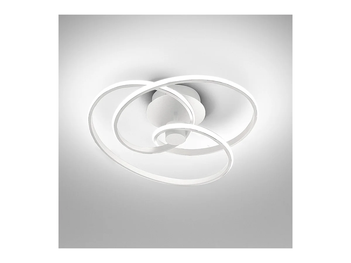 Diva - Plafonnier LED 40W dimmable - Aluminium blanc satiné, lumière chaude 3000K, 2500lm, diffuseur en silicone