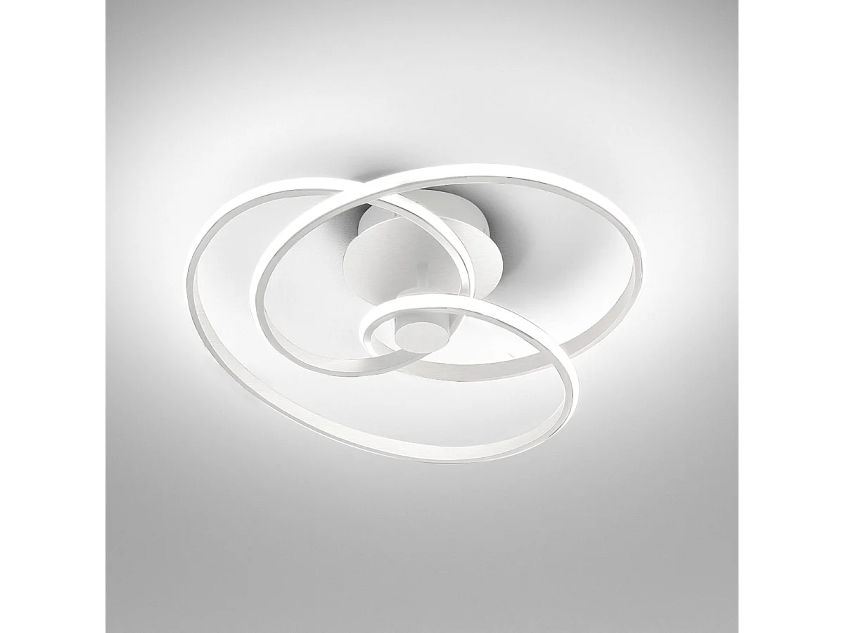 Diva - Plafonnier LED 40W dimmable - Aluminium blanc satiné, lumière chaude 3000K, 2500lm, diffuseur en silicone