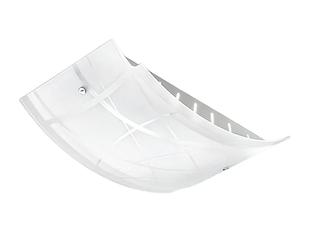 Nereide mittelgroße Deckenleuchte 45x31cm aus weißem Siebdruck-Satinglas 2XE27, verchromter Sockel, modernes Design, IP20, max. 2x52W