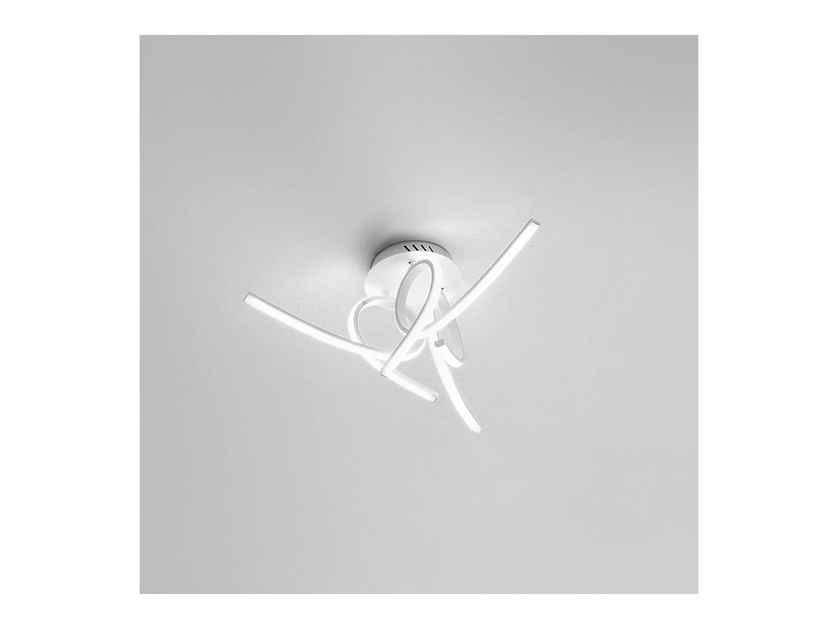 Moderne LED-Deckenleuchte Tosca 45W 2500lm warmes Licht 3000K, satiniertes weißes Aluminium, opaler Diffusor, IP20, künstlerisches Design