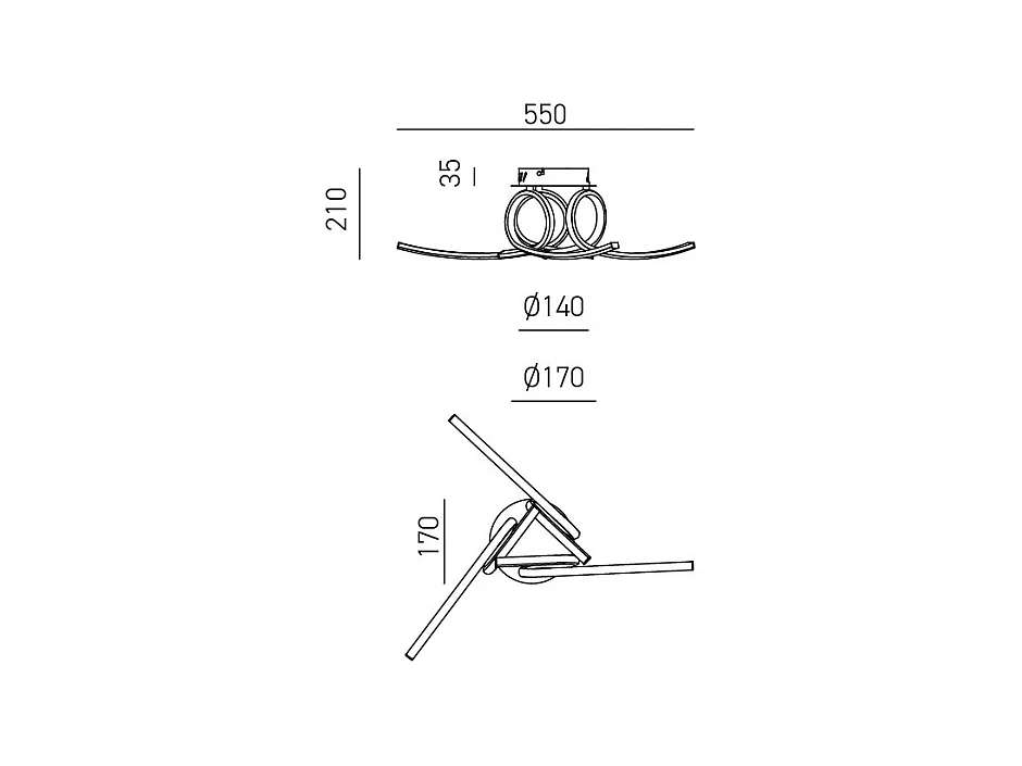 Moderne LED-Deckenleuchte Tosca 45W 2500lm warmes Licht 3000K, satiniertes weißes Aluminium, opaler Diffusor, IP20, künstlerisches Design