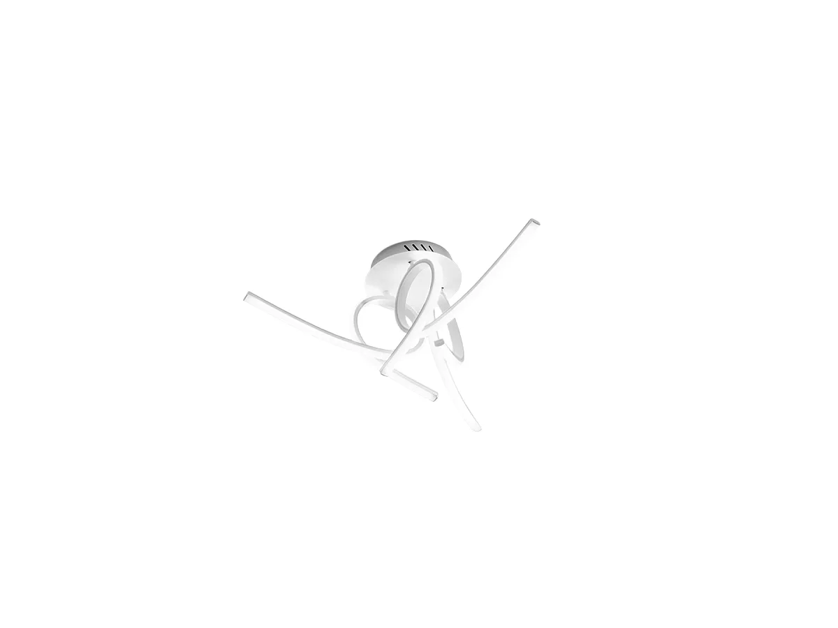 Plafonnier LED moderne Tosca 45W 2500lm lumière chaude 3000K, aluminium blanc satiné, diffuseur opale, design artistique