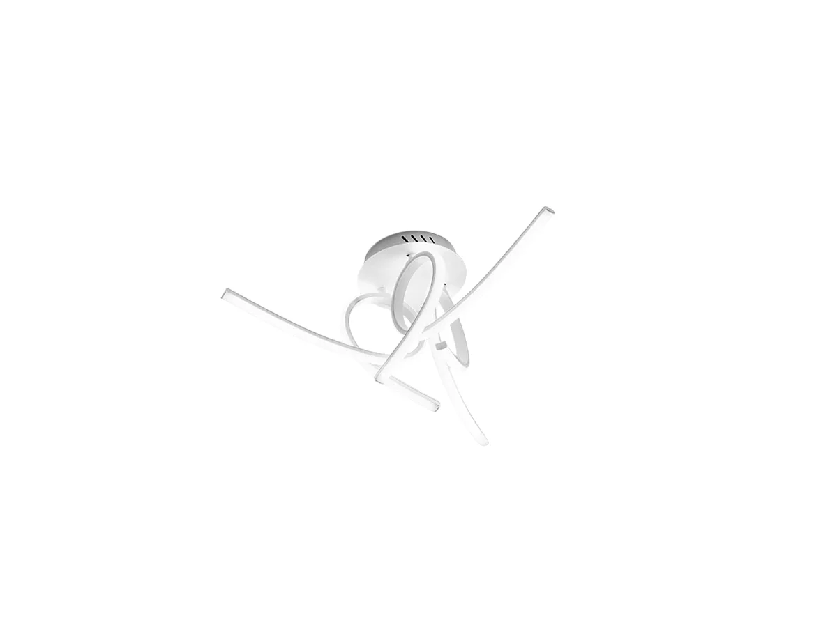 Plafonnier LED moderne Tosca 45W 2500lm lumière chaude 3000K, aluminium blanc satiné, diffuseur opale, design artistique