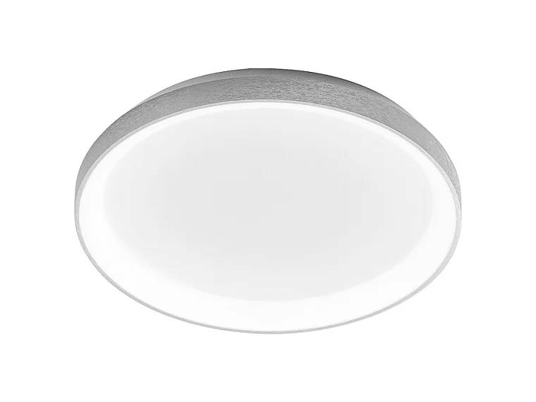Krizia - Plafonnier LED moderne dimmable 38W - Lumière naturelle 4000K, 3400lm, diffuseur opale, aluminium blanc satiné, d.48 cm
