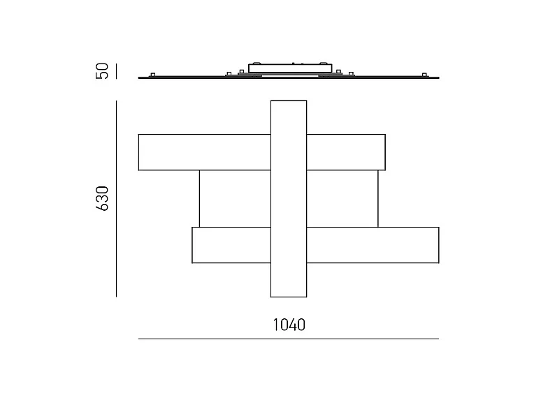 Applique LED 50W - Structure géométrique en acier, lumière chaude 3000K, 2620lm, largeur 104 cm