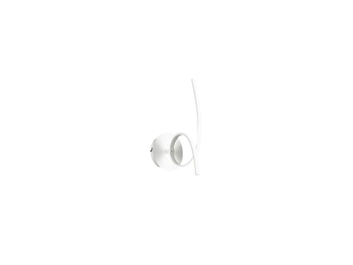 Aplique moderno LED Tosca em alumínio branco acetinado 15W 840lm luz quente 3000K, difusor opala, IP20, design curvo