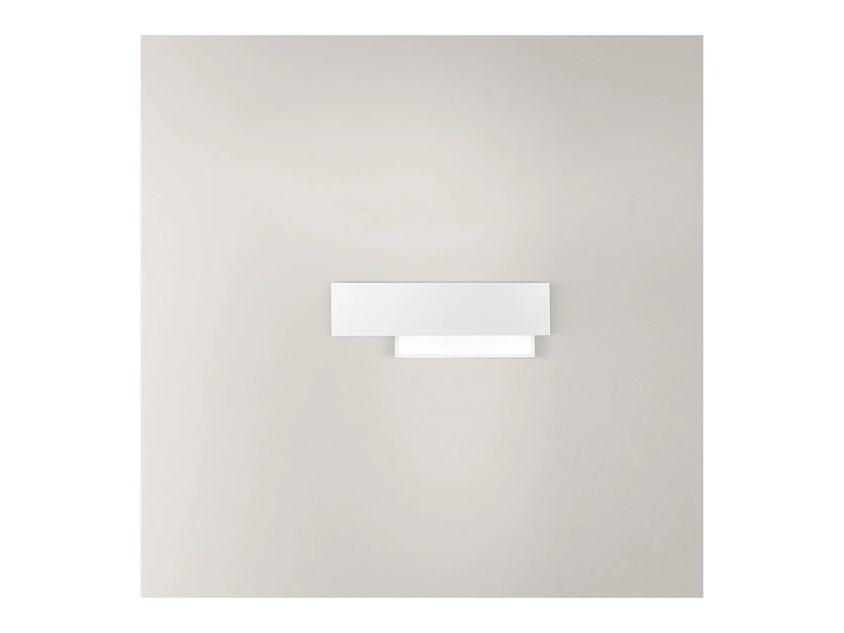 Doha - Applique LED moderne 15W - Aluminium blanc, lumière chaude 3000K, 1270lm, diffuseur bi-satin, l.40x13,5cm