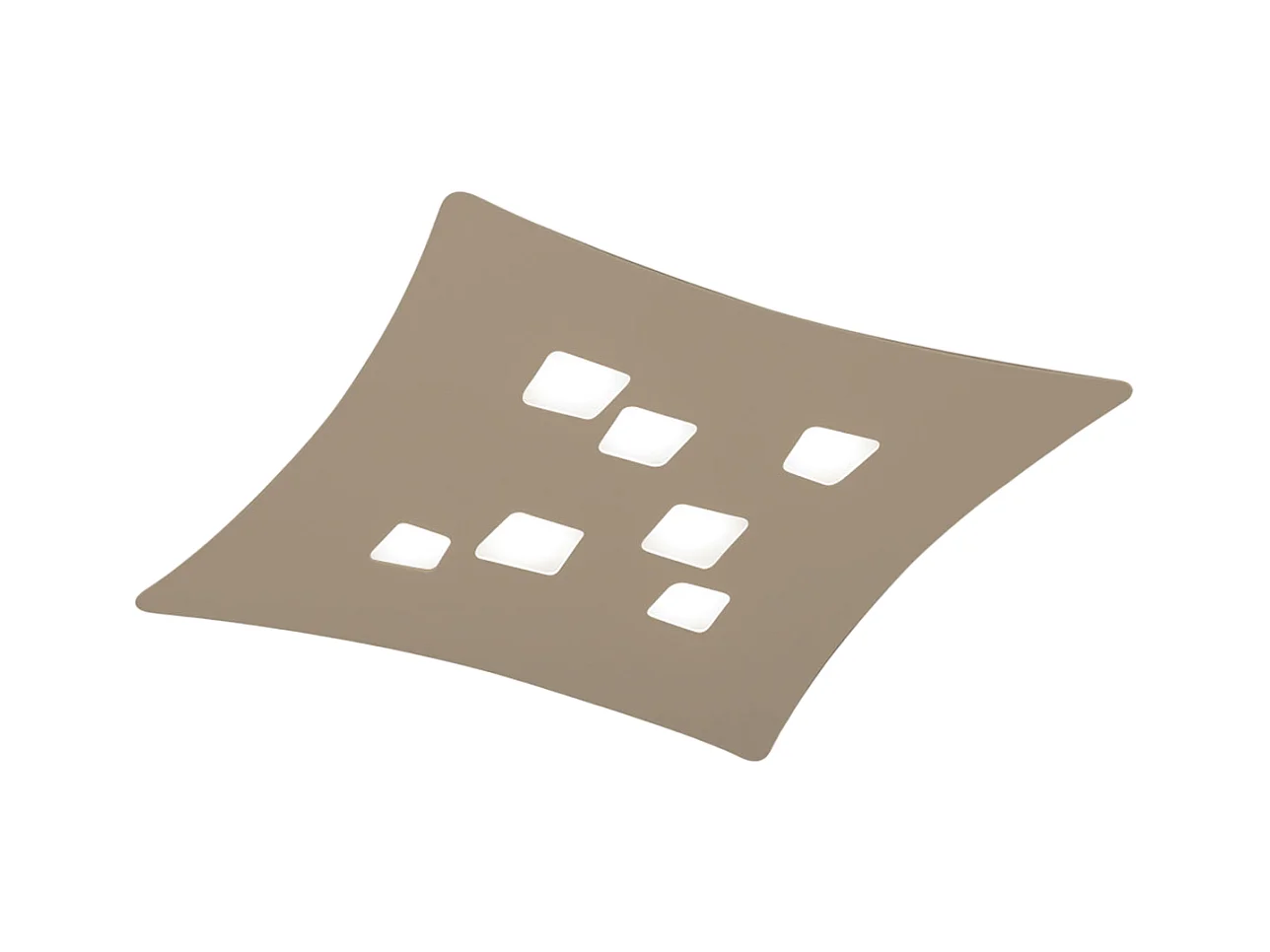 Plafonnier Isotta 7 lumières GX53 tourterelle – métal incurvé 62x69cm, style géométrique, max 7x8W, ampoules exclues