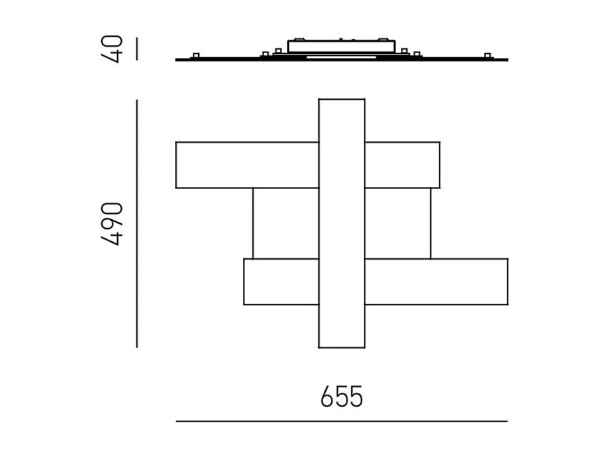 Applique LED blanche 30W - Structure géométrique en acier, lumière chaude 3000K, 2620lm, largeur 65,5 cm