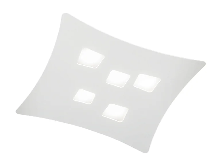 Plafonnier moderne Isotta 5 lumières GX53 blanc - Plafonnier courbé en métal 50x55cm, géométrique, max 5x8W, ampoules exclues
