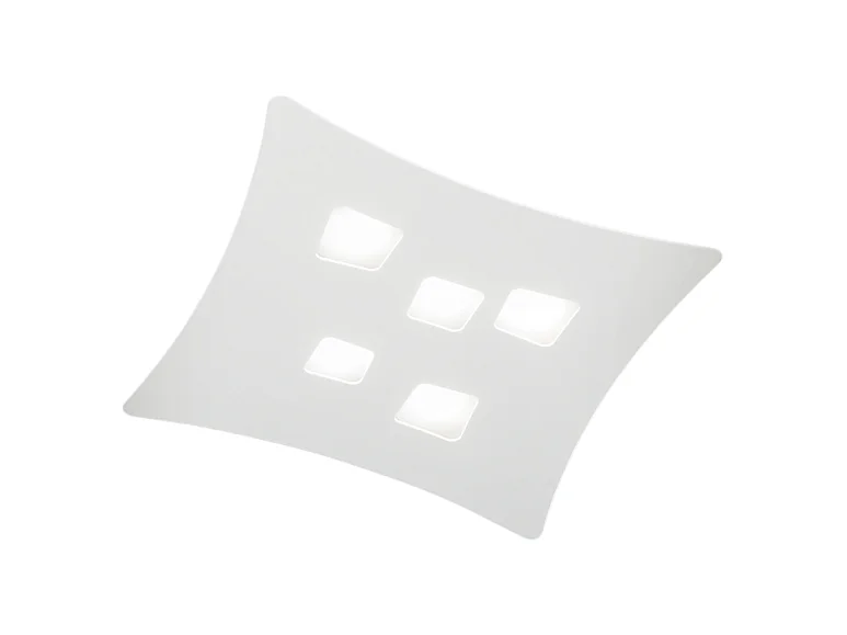 Plafonnier moderne Isotta 5 lumières GX53 blanc - Plafonnier courbé en métal 50x55cm, géométrique, max 5x8W, ampoules exclues