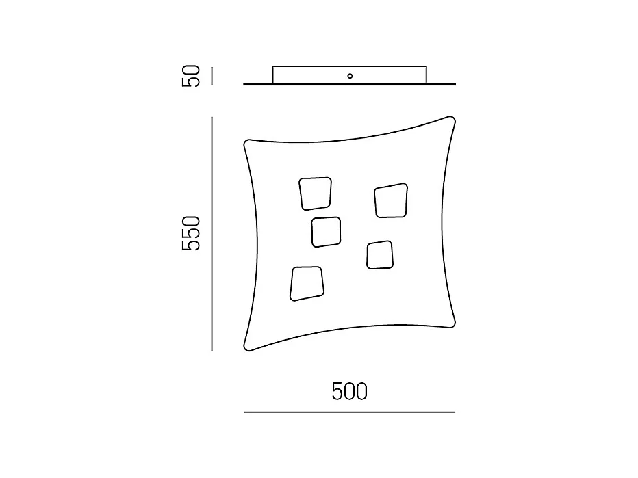 Plafonnier moderne Isotta 5 lumières GX53 blanc - Plafonnier courbé en métal 50x55cm, géométrique, max 5x8W, ampoules exclues