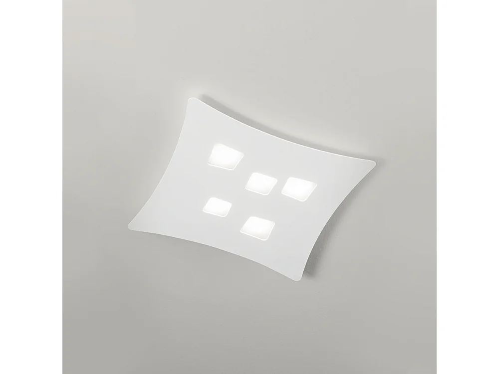 Plafonnier moderne Isotta 5 lumières GX53 blanc - Plafonnier courbé en métal 50x55cm, géométrique, max 5x8W, ampoules exclues