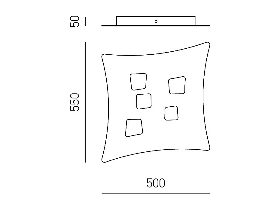 Plafonnier moderne Isotta 5 lumières GX53 blanc - Plafonnier courbé en métal 50x55cm, géométrique, max 5x8W, ampoules exclues