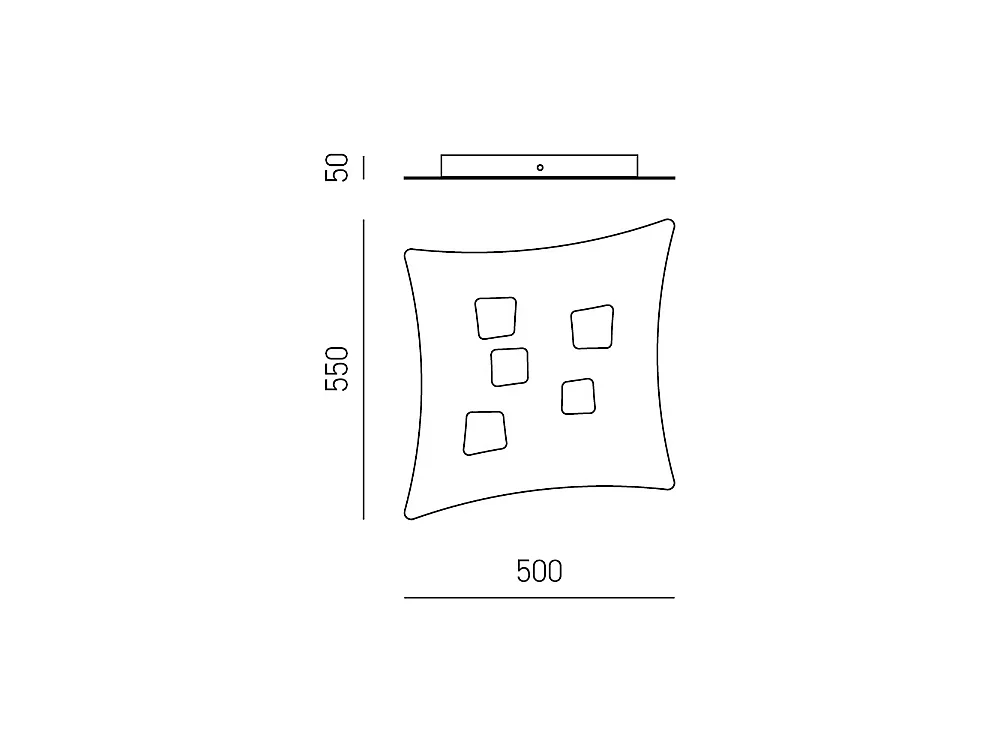 Luminária de teto branca Isotta Modern GX53 de 5 luzes - Luminária de teto curva de metal 50x55cm, design geométrico, máx. 5x8W, IP20, lâmpadas não incluídas