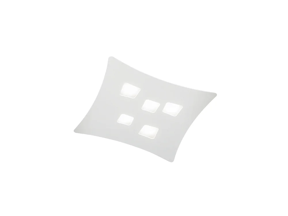 Luminária de teto branca Isotta Modern GX53 de 5 luzes - Luminária de teto curva de metal 50x55cm, design geométrico, máx. 5x8W, IP20, lâmpadas não incluídas