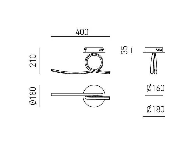 Applique LED moderne Tosca en aluminium blanc satiné 15W 840lm lumière chaude 4000K, diffuseur opale, design incurvé