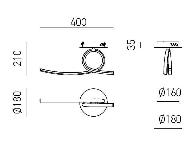 Moderne LED-Wandleuchte Tosca aus satiniertem weißem Aluminium, 15 W, 840 lm, warmes Licht 4000 K, Opaldiffusor, IP20, gebogenes Design