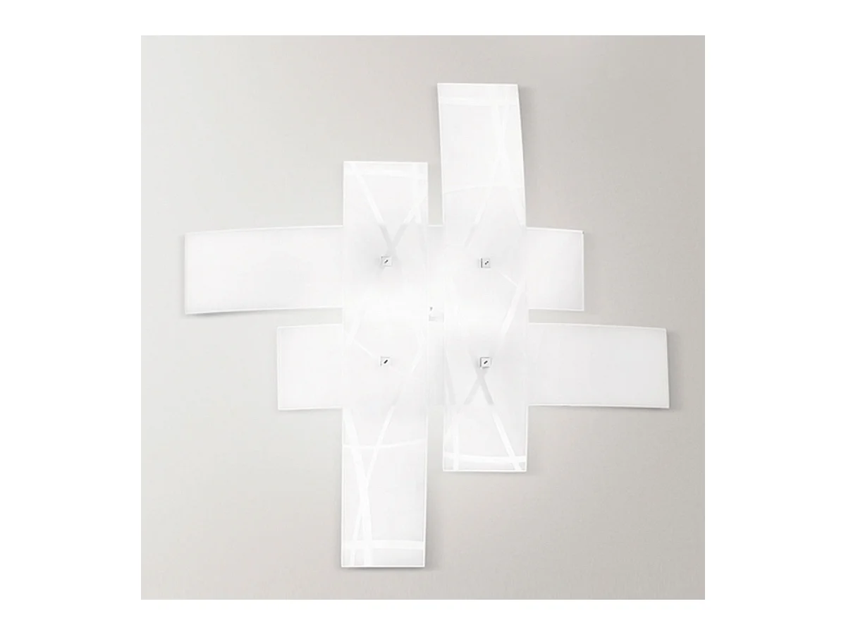 Frida - Applique 2 lumières E27 en verre blanc satiné - Cadre chromé, max 2x70W, ampoules exclues, largeur 70cm