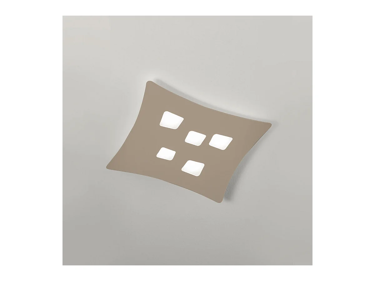 Plafon moderno Isotta 5 luzes GX53 pomba cinza - Candeeiro de teto curvo de metal 50x55cm, desenho geométrico, max 5x8W, IP20, lâmpadas excluídas