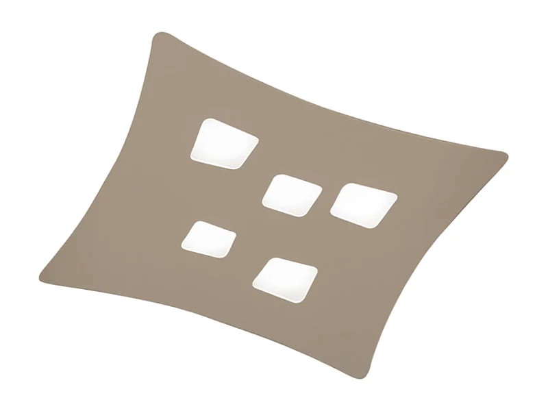 Plafonnier Isotta 5 lumières GX53 tourterelle – métal incurvé 50x55cm, style géométrique, max 5x8W, ampoules exclues