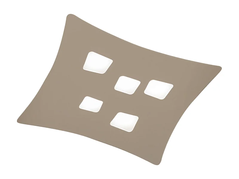 Plafoniera Isotta moderna 5 luci GX53 tortora - Lampada da soffitto in metallo curvato 50x55cm, design geometrico, max 5x8W, IP20, lampadine escluse