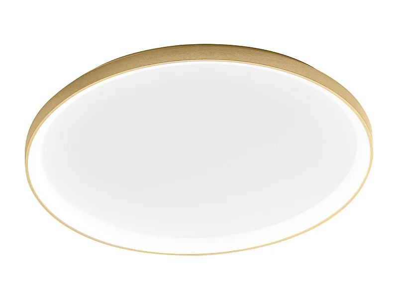 Krizia – Plafonnier LED 80W dimmable, 5800lm, 3000K, diffuseur opale, aluminium or brossé, Ø70 cm, style moderne, IP20