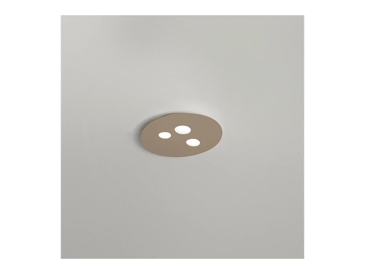 Plafonnier Luna en métal gris tourterelle 47,5x40cm, 3 lumières GX53 max 3x8W, design rond moderne, ampoules non fournies