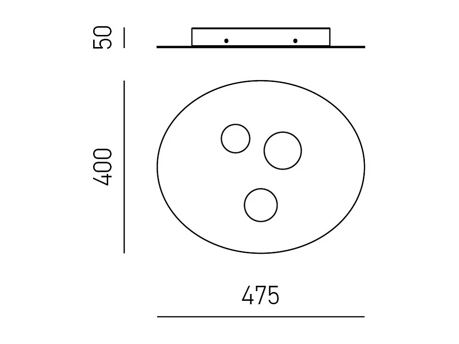 Plafonnier Luna en métal gris tourterelle 47,5x40cm, 3 lumières GX53 max 3x8W, design rond moderne, ampoules non fournies