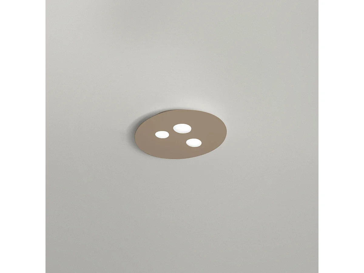 Plafonnier Luna en métal gris tourterelle 47,5x40cm, 3 lumières GX53 max 3x8W, design rond moderne, ampoules non fournies