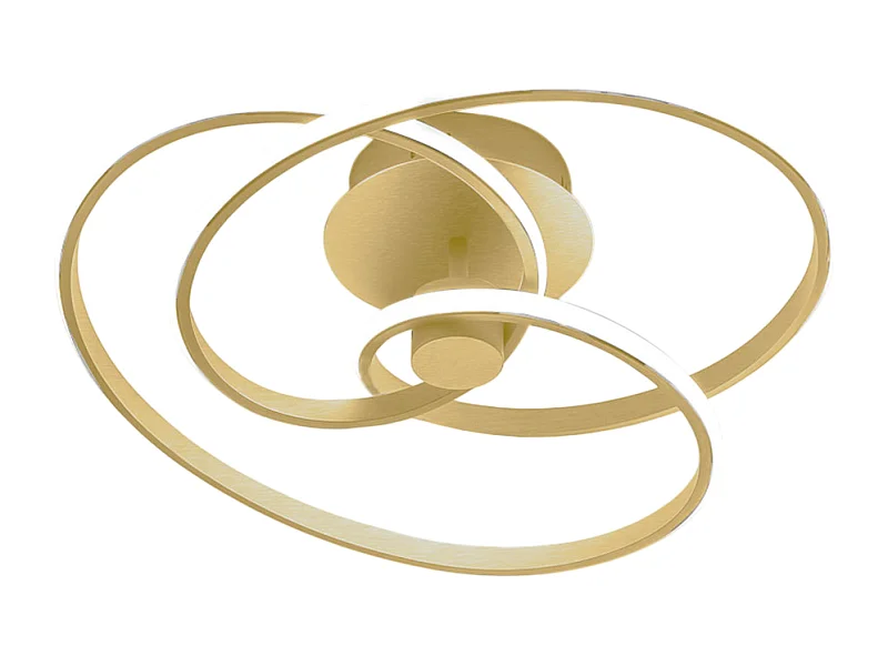 Diva - Plafonnier LED 40W dimmable - Aluminium doré brossé, lumière chaude 3000K, 2500lm, diffuseur en silicone