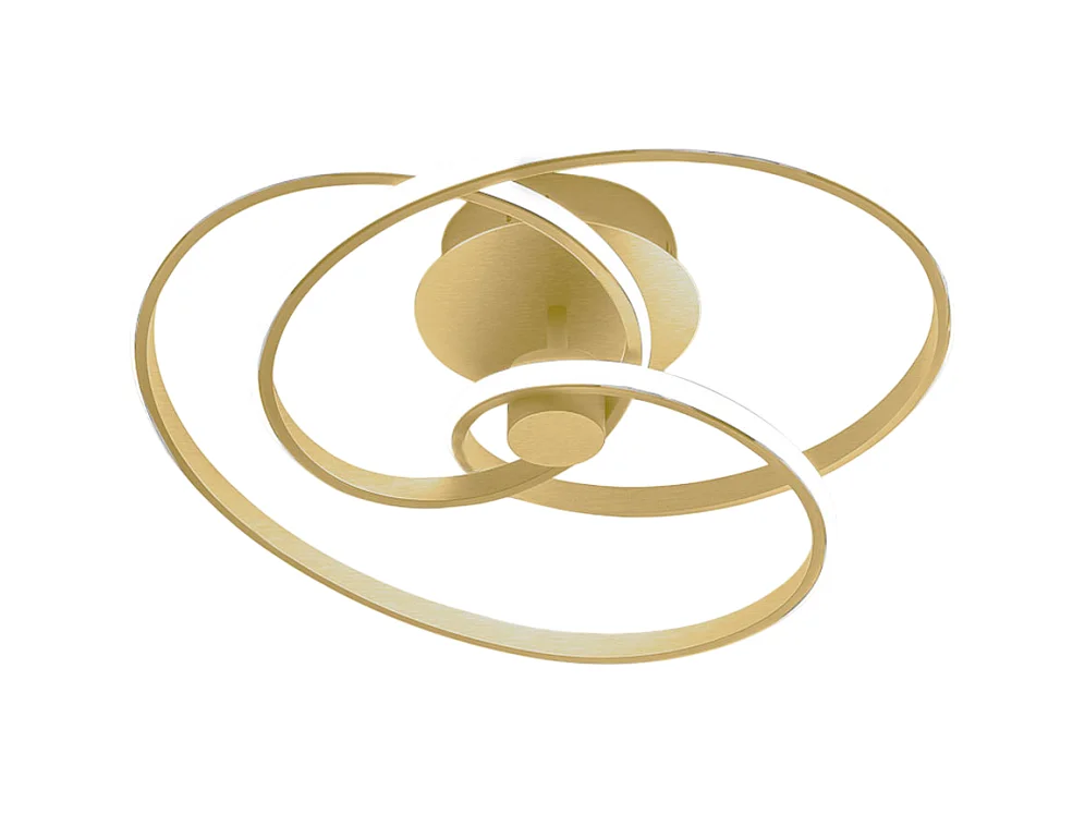 Diva - Plafonnier LED 40W dimmable - Aluminium doré brossé, lumière chaude 3000K, 2500lm, diffuseur en silicone