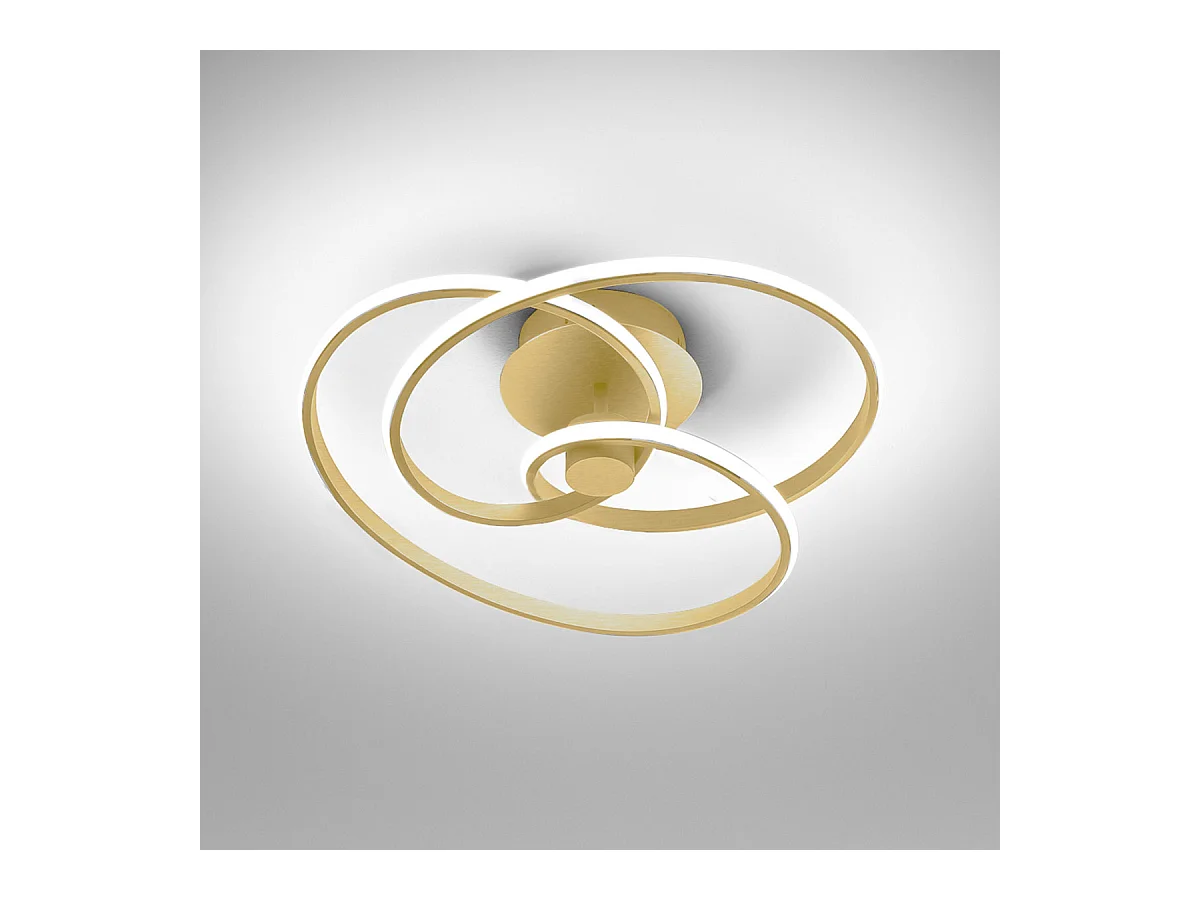 Diva - Plafonnier LED 40W dimmable - Aluminium doré brossé, lumière chaude 3000K, 2500lm, diffuseur en silicone