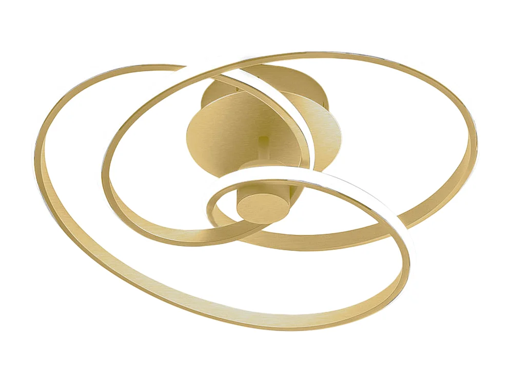 Diva - Plafón LED de diseño moderno 40W regulable - Aluminio oro cepillado, luz cálida 3000K, 2500lm, difusor de silicona