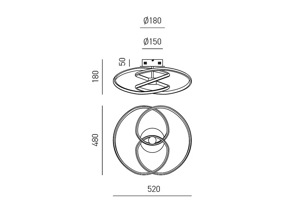 Diva - Plafonnier LED 40W dimmable - Aluminium doré brossé, lumière chaude 3000K, 2500lm, diffuseur en silicone