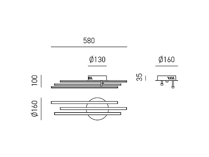 Plafonnier LED moderne Tullia 30W 1700lm lumière chaude 3000K, aluminium blanc satiné, design créatif avec lignes croisées