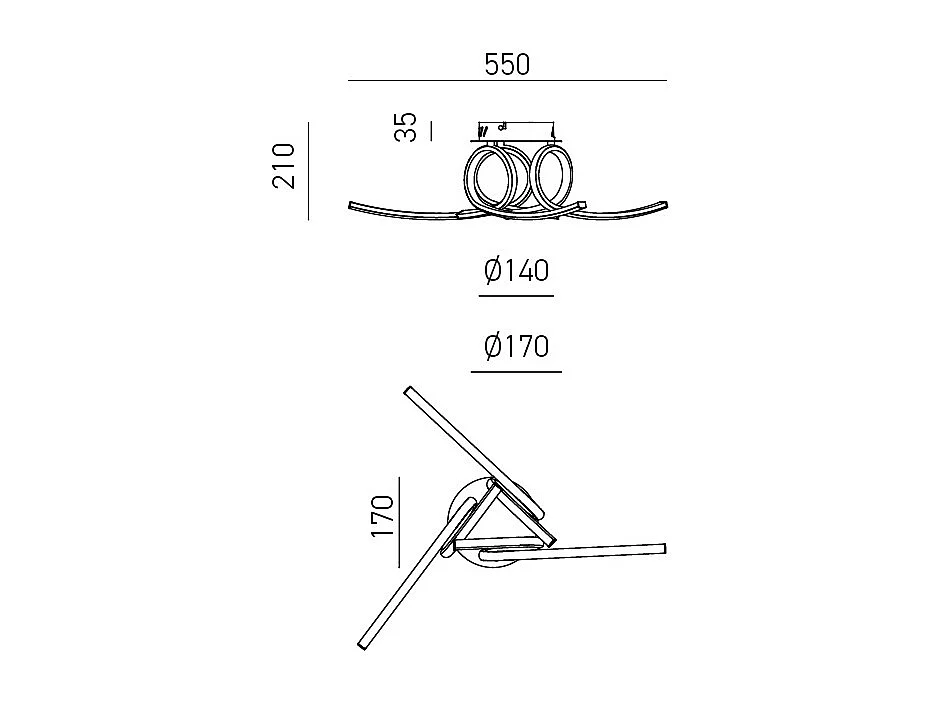 Nowoczesna lampa sufitowa LED Tosca 45W 2500lm ciepłe światło 4000K, satynowe białe aluminium, dyfuzor opalowy, IP20, artystyczny design