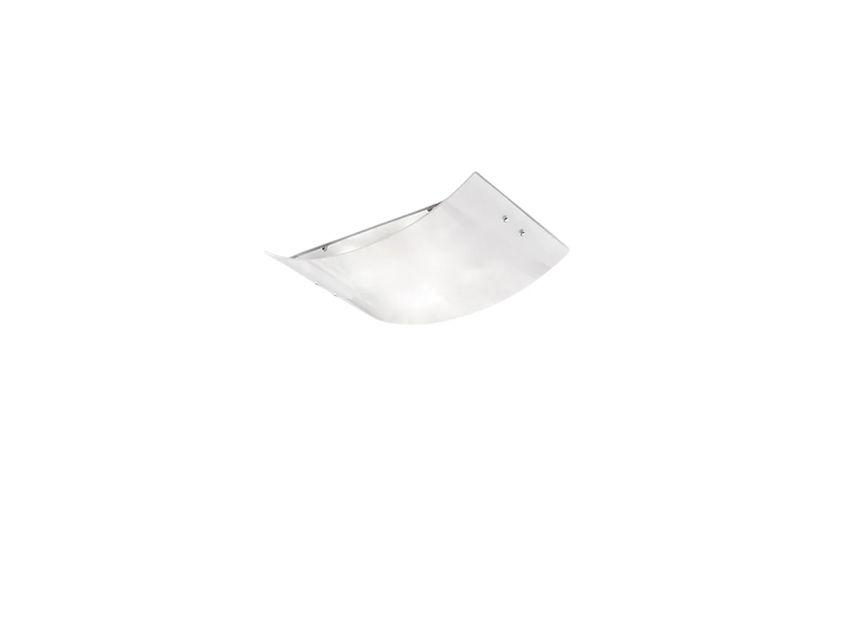 Petit plafonnier Michela 32x21cm blanc brillant 2XE27, verre bombé avec base chromée, max 2x42W, plafonnier élégant