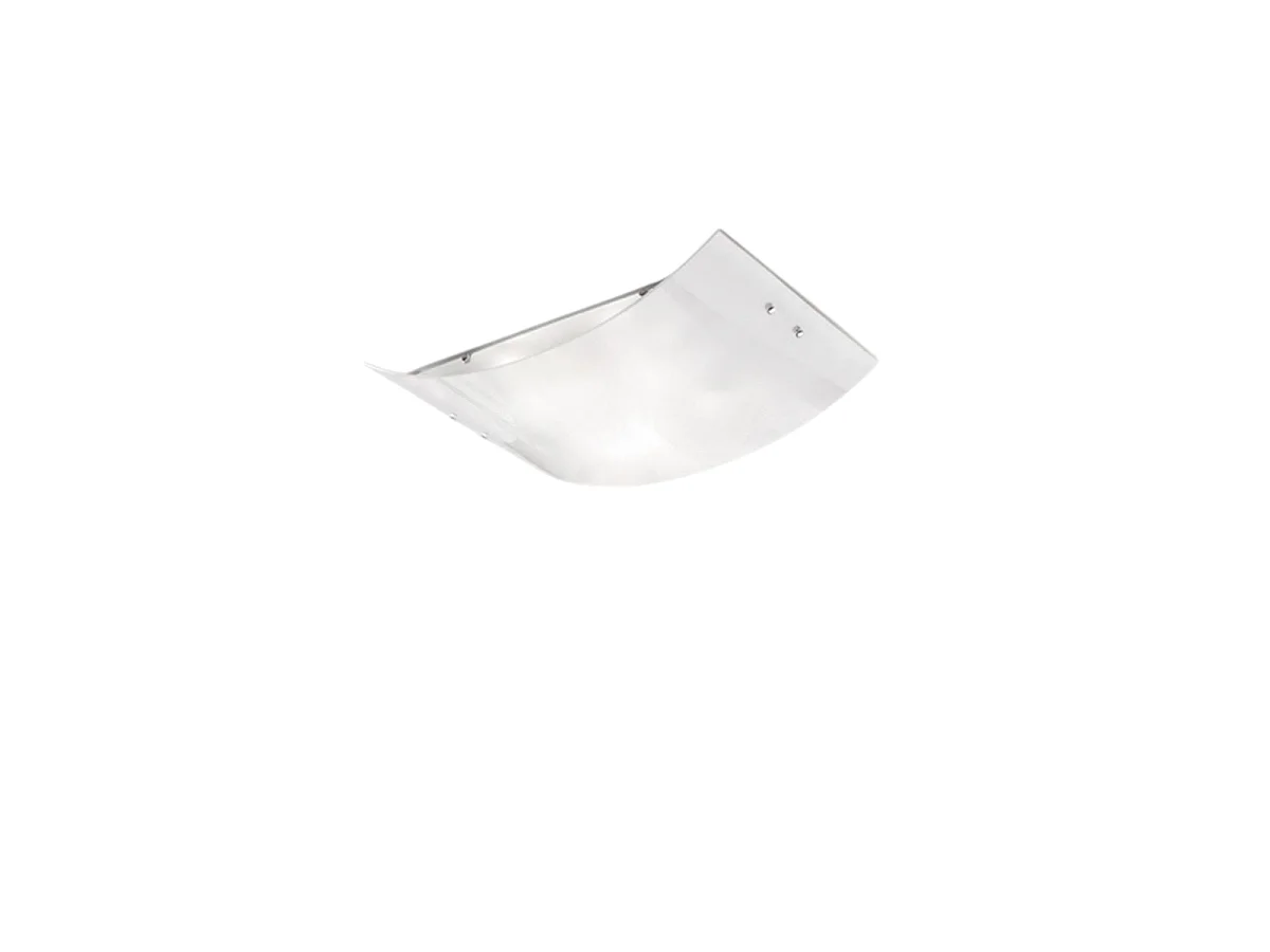 Petit plafonnier Michela 32x21cm blanc brillant 2XE27, verre bombé avec base chromée, max 2x42W, plafonnier élégant