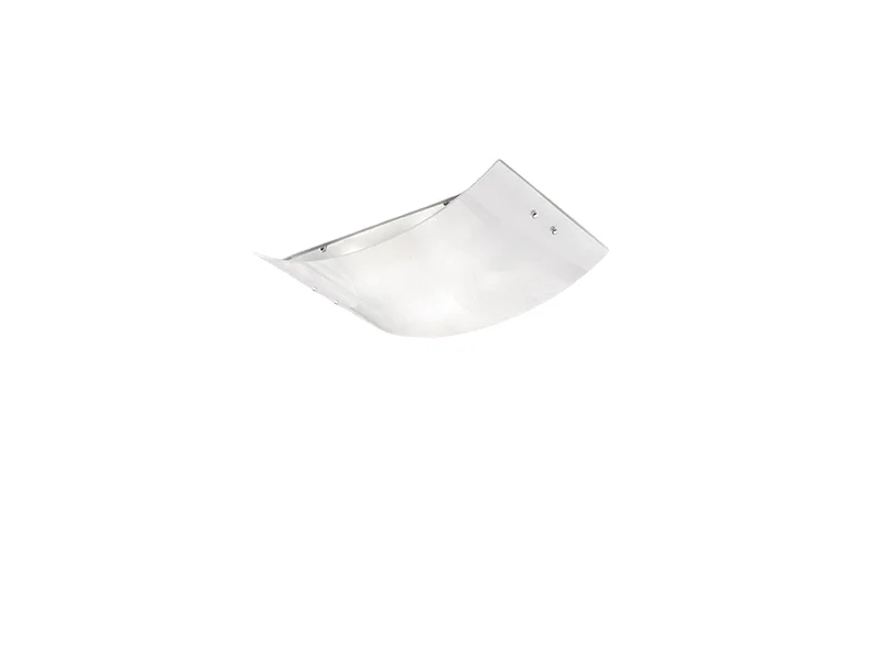 Michela pequena luminária de teto 32x21cm branco brilhante 2XE27, vidro curvo com base cromada, IP20, max 2x42W, luminária de teto elegante