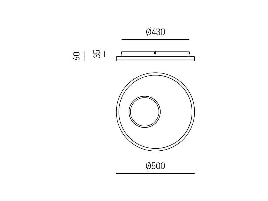Applique LED Melania 50W blanche, 2260lm, lumière naturelle 4000K, aluminium et méthacrylate satiné, d.50cm