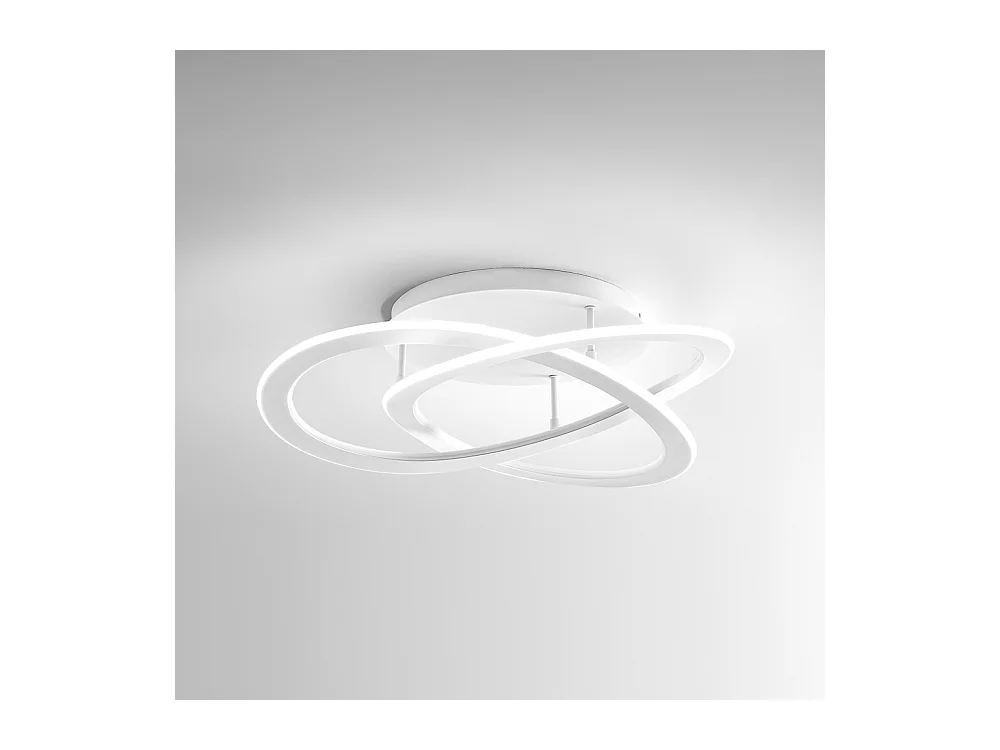 Nowoczesna lampa sufitowa LED Yara 30W ściemnialna 4000K ciepłe światło, biały aluminiowy pierścień, 50x17cm, 1300lm, zintegrowana dioda LED IP20