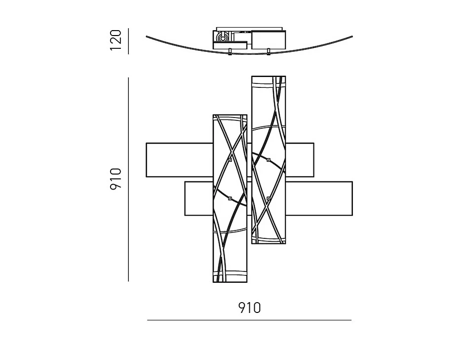 Frida - Applique 4 lumières E27 en verre blanc satiné - Cadre chromé, max 4x52W, ampoules exclues, largeur 91cm