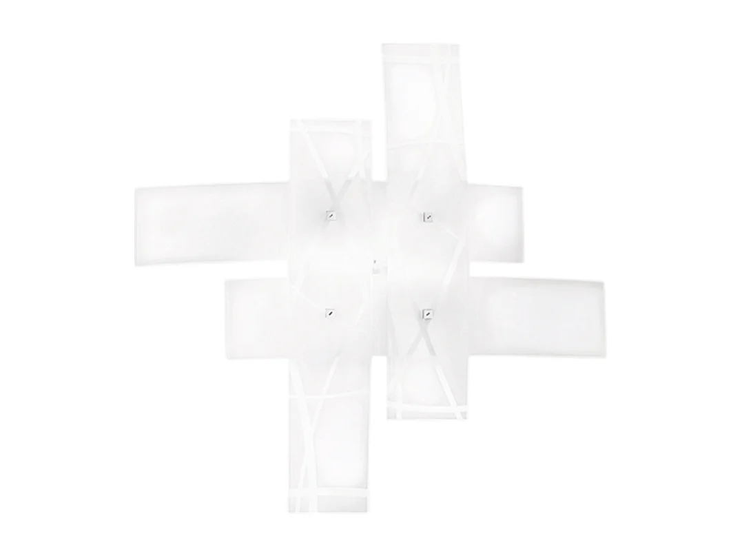 Frida - Applique 4 lumières E27 en verre blanc satiné - Cadre chromé, max 4x52W, ampoules exclues, largeur 91cm