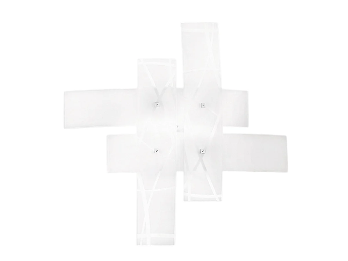 Frida - Applique 4 lumières E27 en verre blanc satiné - Cadre chromé, max 4x52W, ampoules exclues, largeur 91cm