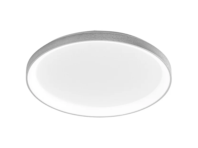 Krizia - Plafonnier LED moderne dimmable 50W - 4100lm, lumière chaude 3000K, aluminium blanc satiné, diffuseur opale, d.45 cm